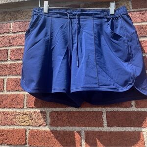 Lands End Womens Swim Shorts Bottom Size 24W Pull-On Built in briefs Navy Blue